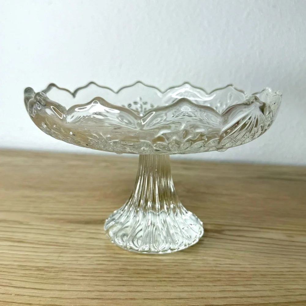 Mikasa Snowflakes Trinket Dish Cake Stand Candle Holder 4.5”‎ Tall 6.5” Wide